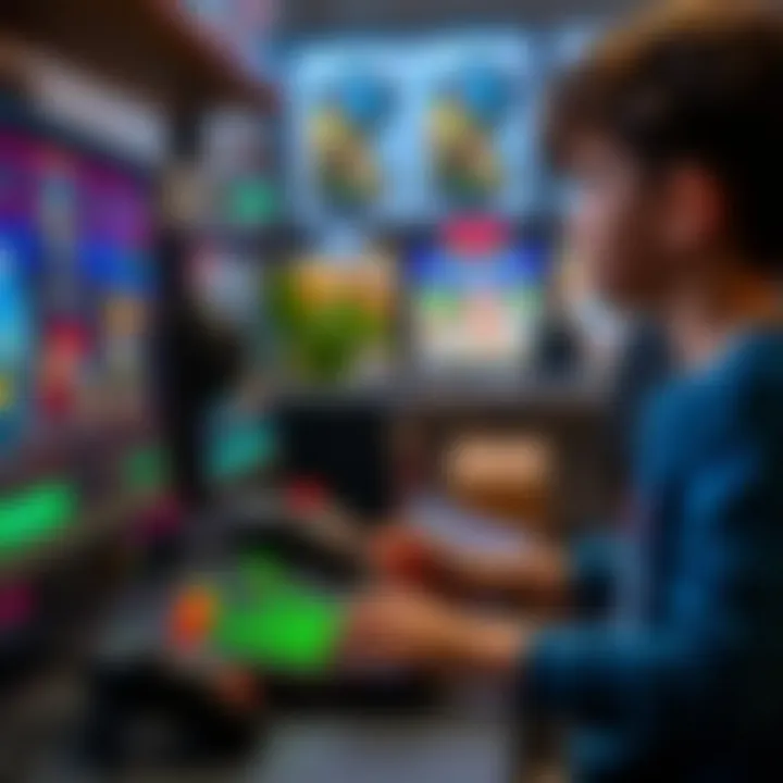 Child playing a computer game