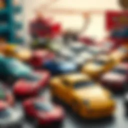 A colorful array of toy cars promoting creativity