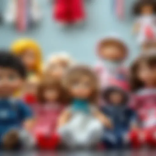 A collection of traditional American dolls showcasing various designs and styles