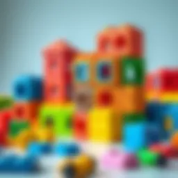 Colorful building blocks for preschool play