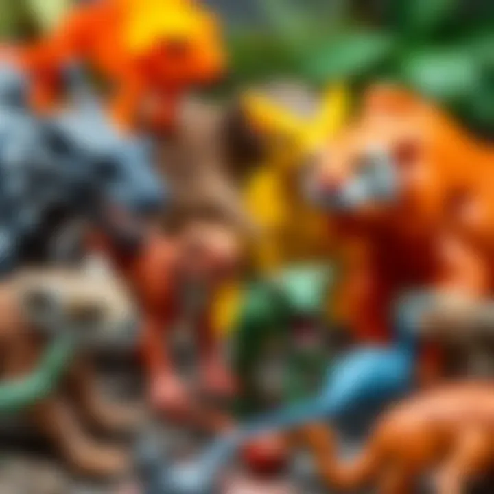 A colorful array of exotic animal species in their natural habitat