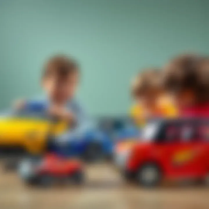 Children playing joyfully with toy cars, showcasing the fun aspect of gifting