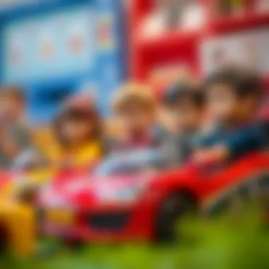 Children engaging in educational benefits through car games.