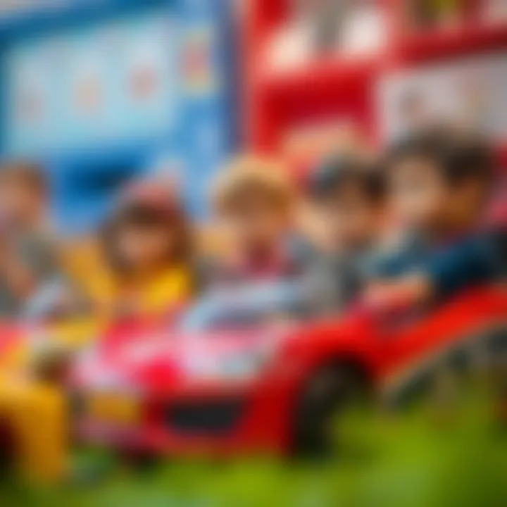 Children engaging in educational benefits through car games.