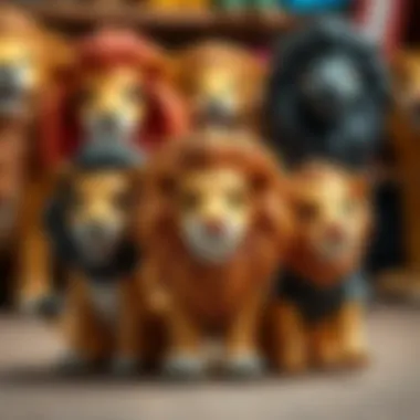 Diverse Lion Toys Made from Various Materials A variety of lion toys made from different materials showcasing diversity