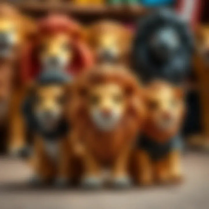 Diverse Lion Toys Made from Various Materials A variety of lion toys made from different materials showcasing diversity