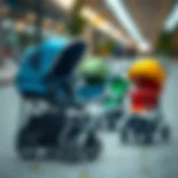 A variety of baby stroller models showcasing different styles and functionalities