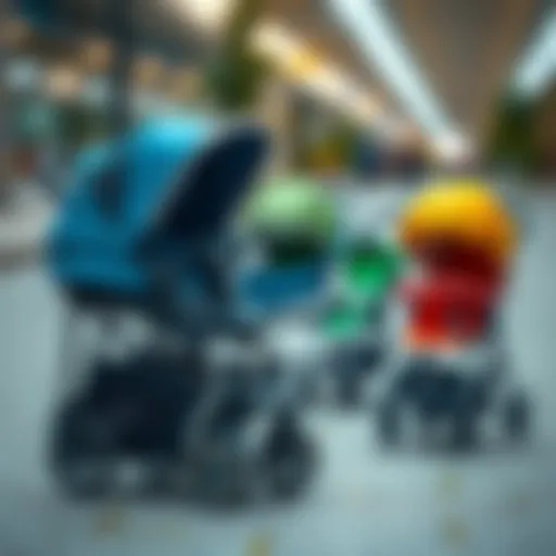 A variety of baby stroller models showcasing different styles and functionalities