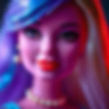 Close-up of a Barbie doll changing colors