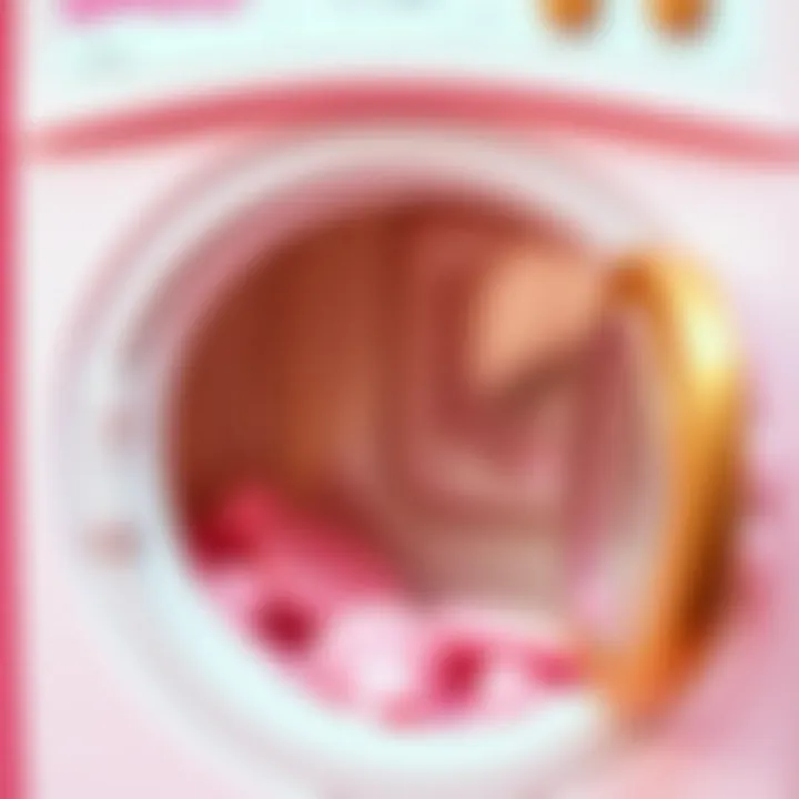 A close-up of Barbie laundry machine's design elements.