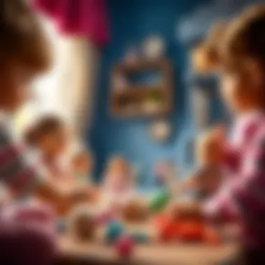Children engaging in creative play with dolls