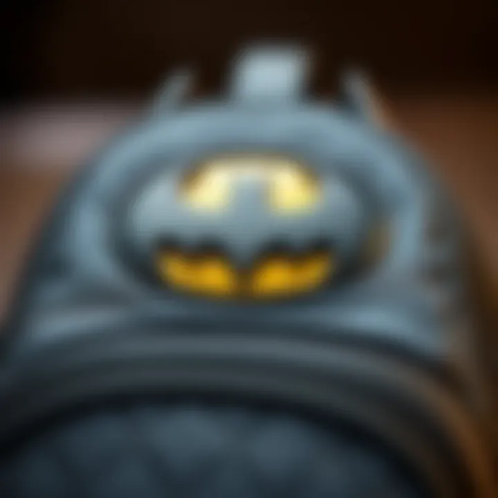 Close-up of the quality materials used in a Batman backpack