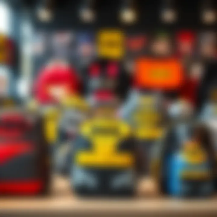 Different styles of Batman preschool bags on display