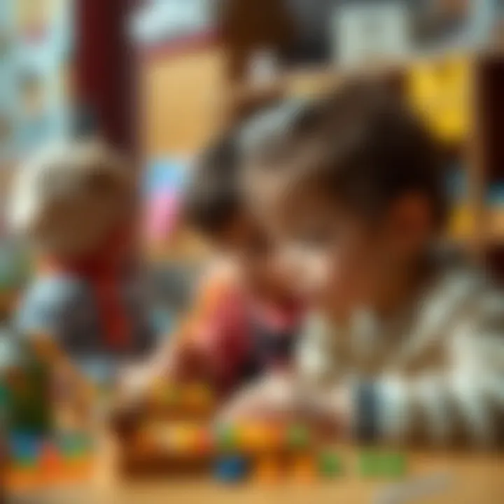 Children engaged in bead painting activity
