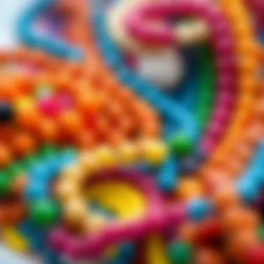 Colorful beads arranged in artistic patterns