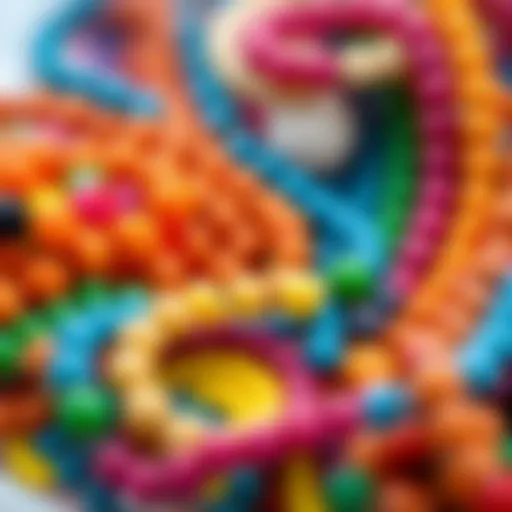 Colorful beads arranged in artistic patterns