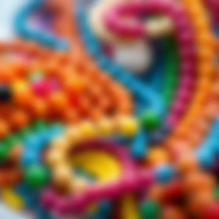 Colorful beads arranged in artistic patterns