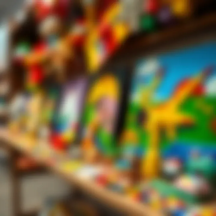 Completed bead painting artwork on display