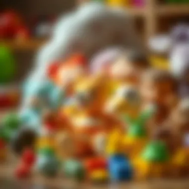 Variety of toys supporting physical growth in babies