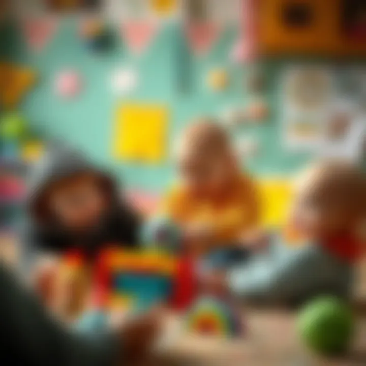 Infants engaging in social play with peers using toys