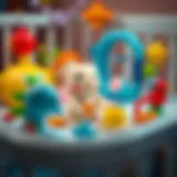 Colorful crib toys stimulating baby senses