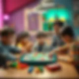 A family gathered around a table playing a board game