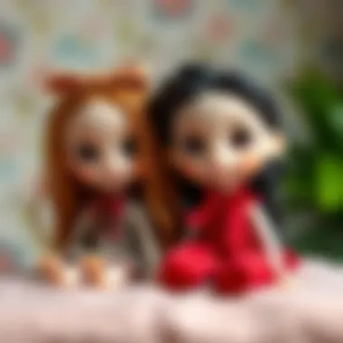 Finished handmade dolls showcasing unique designs.