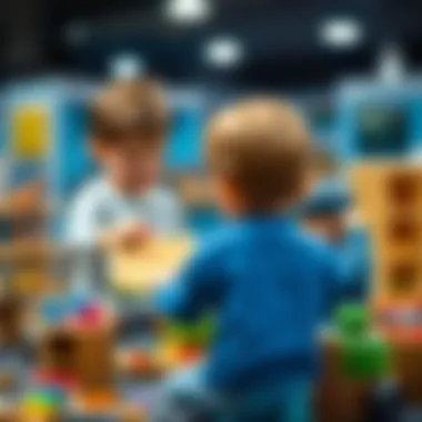 Children engaging in social play with big mini sets