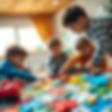 An engaging scene of children collaborating on a large puzzle