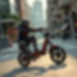 Dynamic BMX scooter riding in an urban environment