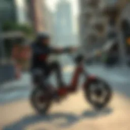 Dynamic BMX scooter riding in an urban environment