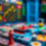A colorful board game depicting the stock market with strategic elements