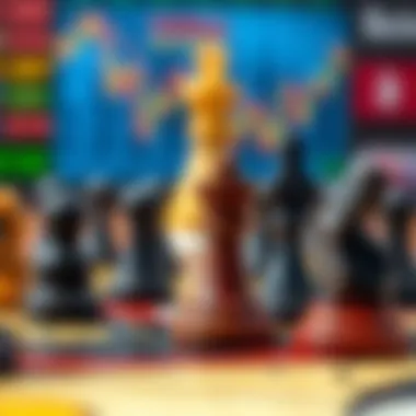 Detailed View of Strategic Game Components Close-up of the game pieces related to stock trading strategies