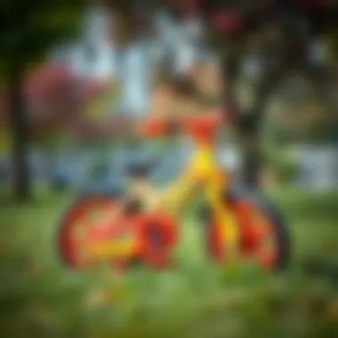 Vibrant children’s bike in a park setting