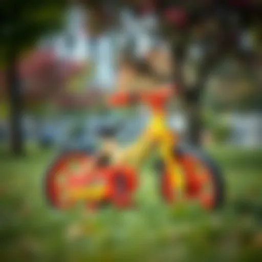 Vibrant children’s bike in a park setting