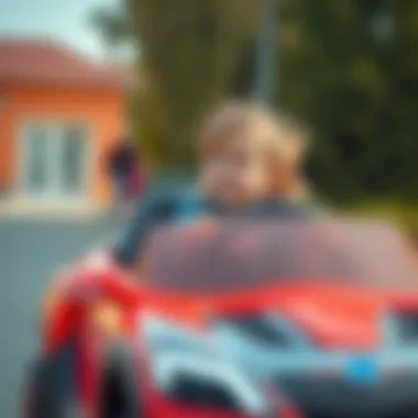 A child enjoying a ride in an electric car, demonstrating the fun and excitement of outdoor play.
