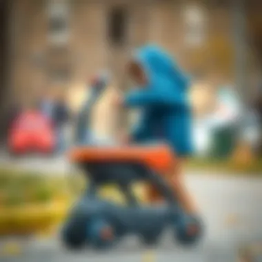 Child exploring with an activity walking cart