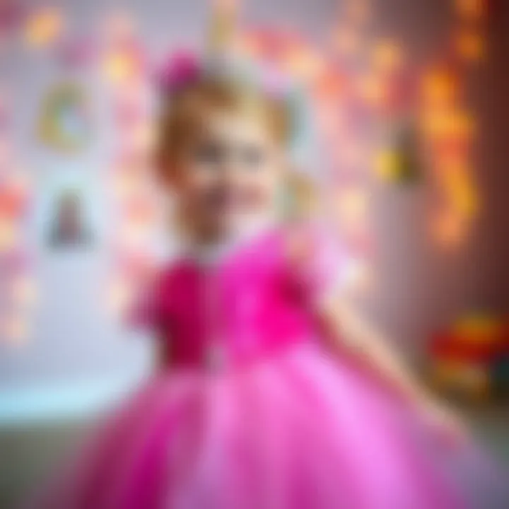 Joyful Imagination in Princess Dress A young child wearing a princess dress, showcasing imagination and joy