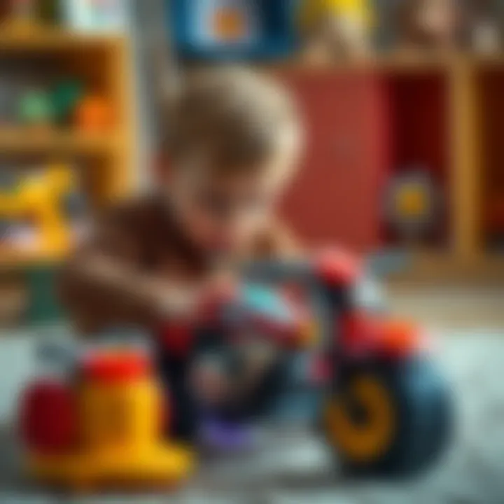 Child engaging with interactive motor toy