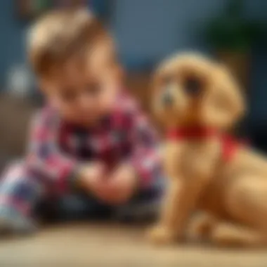 Learning Training Techniques with a Puppy A child learning to train a puppy