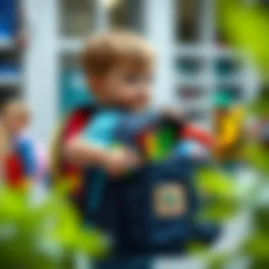 Organizing Supplies in a Licensed Backpack Child organizing school supplies in a licensed backpack.