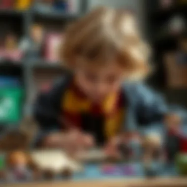 A child playing with Harry Potter toys, showcasing creativity and imagination.