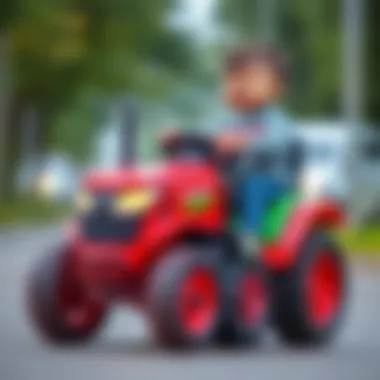 Joyful Ride on a Toy Tractor Child enjoying a ride on a battery-powered toy tractor