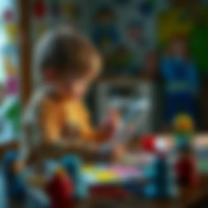 Children engaging creatively with sticker art