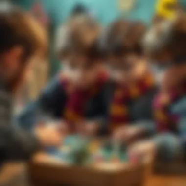 Educational Engagement Children engaging with educational toys from a surprise box