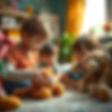 Imaginative Play with Plush Toys Children engaging in imaginative play with plush toys