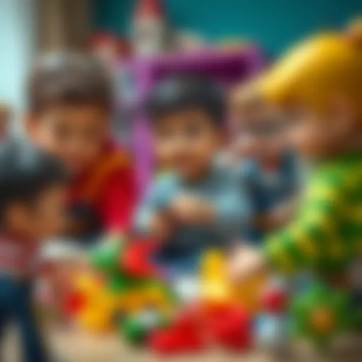 Impact of Cartoon Characters on Children's Play Children engaging with toys inspired by popular cartoon characters.
