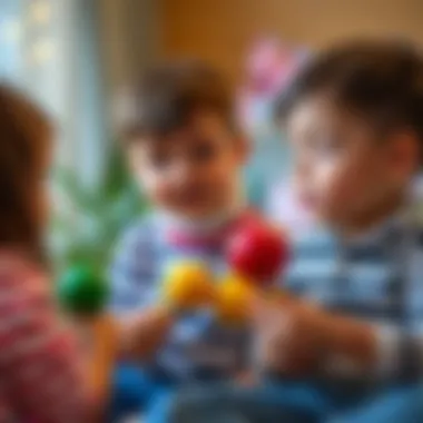 Children Engaging with Maracas Children enjoying a music session using maracas