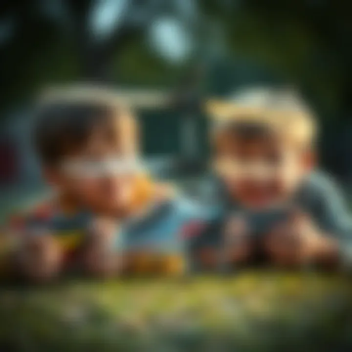 Children engaged in playing with a remote-controlled helicopter