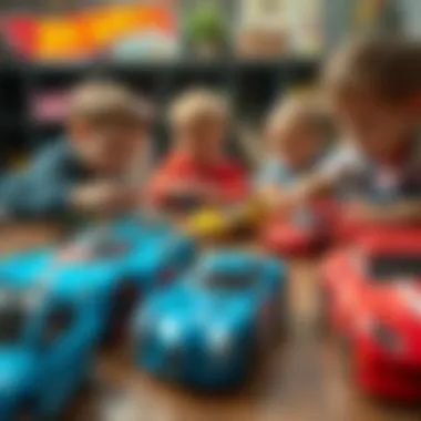 Children playing with Hot Wheels cars, demonstrating creativity and imagination during playtime.